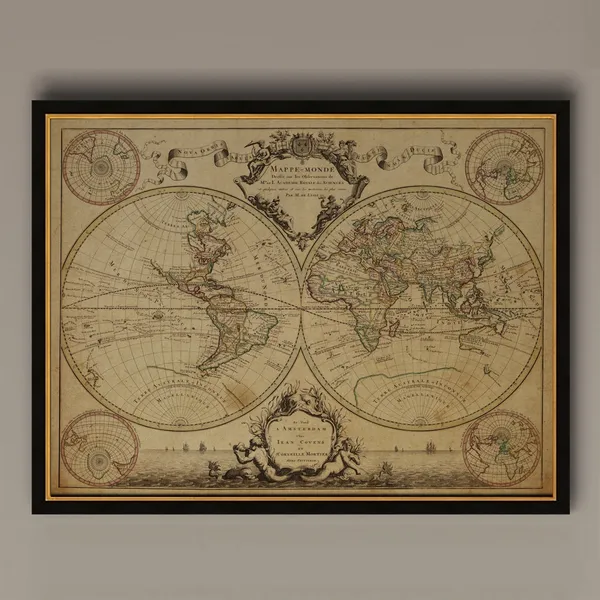 1720 Old World Map, Antique Style Travel Poster