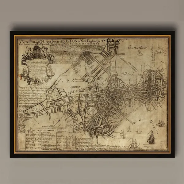 Old Boston Map 1769 Historic Boston Art Print