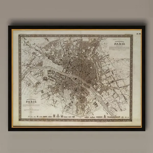 Paris Vintage City Map, French Style Travel Poster