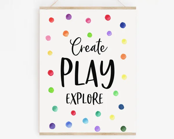 Create Play Explore Rainbow Playroom Art Print