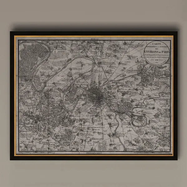 Paris Map Vintage Travel Poster, France Environs