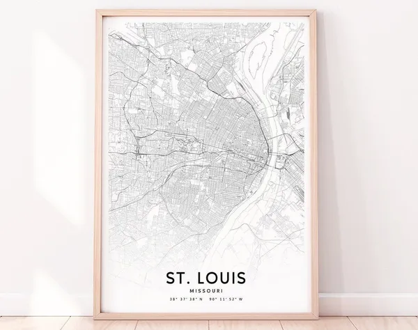 St Louis Map Print, Missouri Minimalist Art Poster