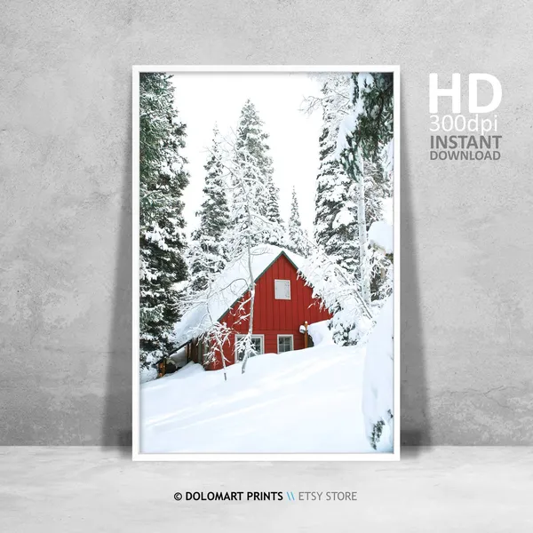 Winter Forest Christmas Art Print, Winter Landscape