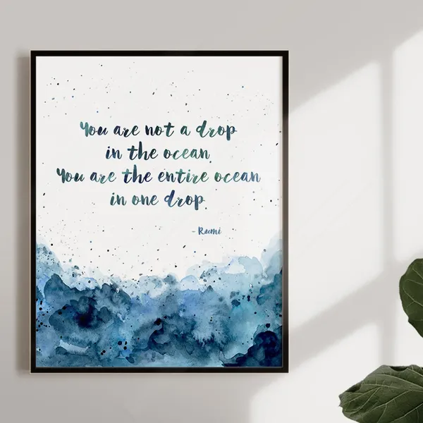 Rumi Quote Print, Watercolor Ocean Inspiration