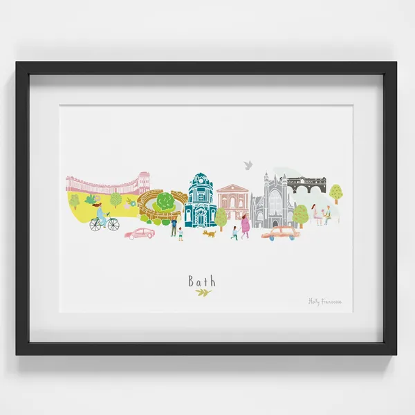 Bath Skyline Cityscape Landmarks Art Print