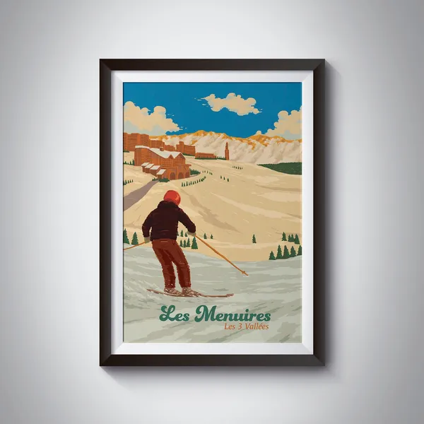 Les Menuires Ski Resort Travel Poster, French Alps