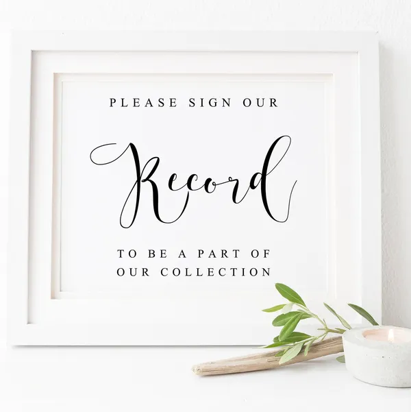 Record Guestbook Sign Wedding Guest Book Poster