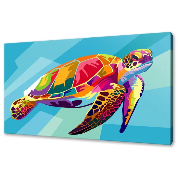 Colorful Turtle Sea Life Art Print, Ocean Decor
