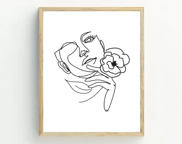 Abstract Woman Line Art Print, Black and White