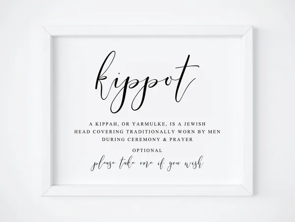 Kippot Wedding Sign, Jewish Wedding Sign Art Print