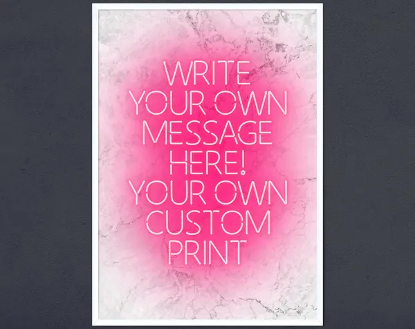 Customisable Pink Neon Personalised Wall Art Print