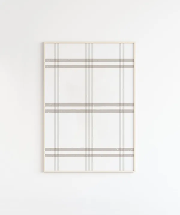 Fall Beige Plaid Print, Modern Farmhouse Art Print