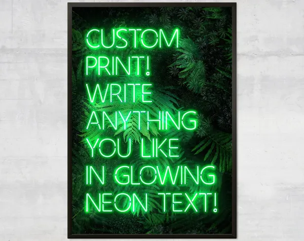 Personalized Green Neon Quote Floral Art Print