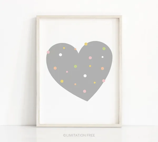 Nursery Heart Art Print, Baby Nursery Wall Decor