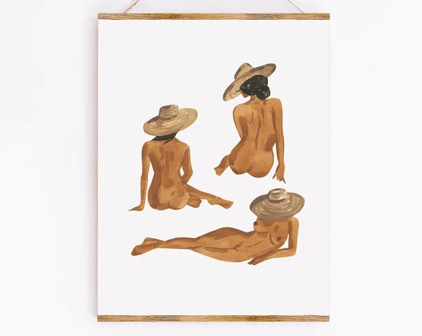Figure Studies Watercolor Minimalist Boho Art Print