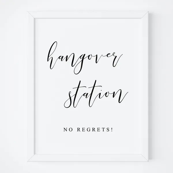 Hangover Station Sign, Wedding Bar Art Print