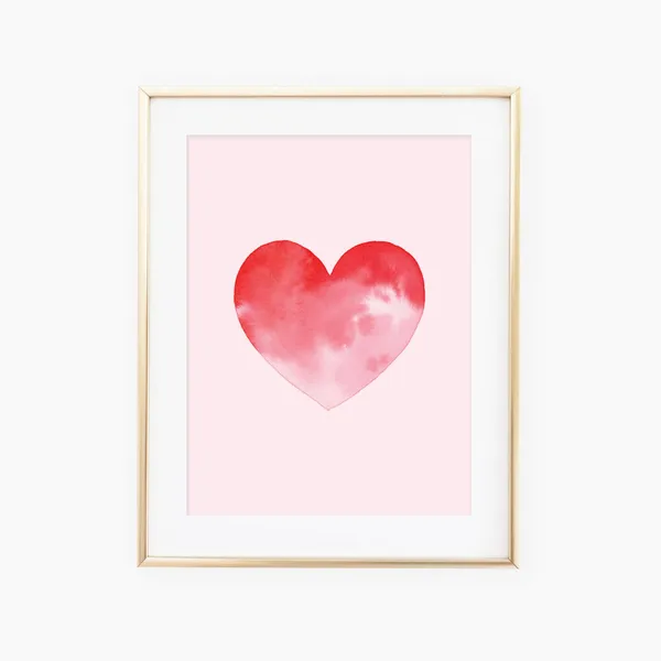 Ombre Watercolor Heart Art Print, Valentine's Day