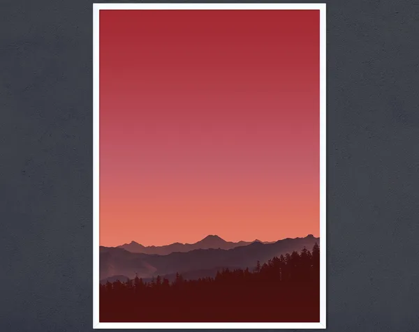Red And Orange Sunset Minimalist Landscape Art Print