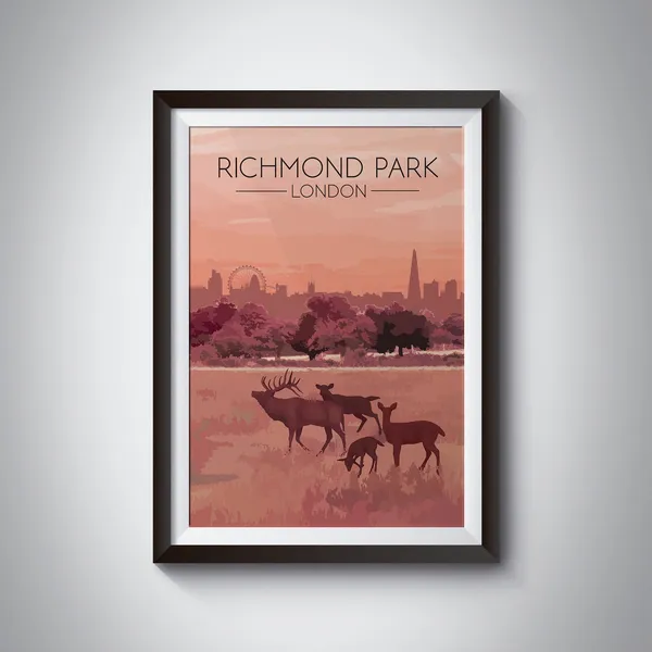 Richmond Park Retro Vintage Skyline Travel Poster