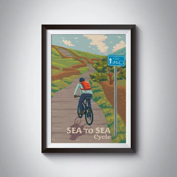 Sea to Sea Cycling Route Art Print, Coast to Coast