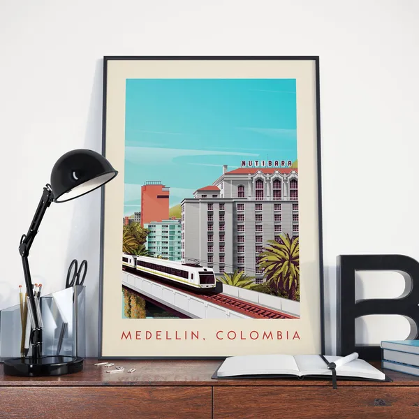 Medellin Vintage Retro Travel Poster Art Print