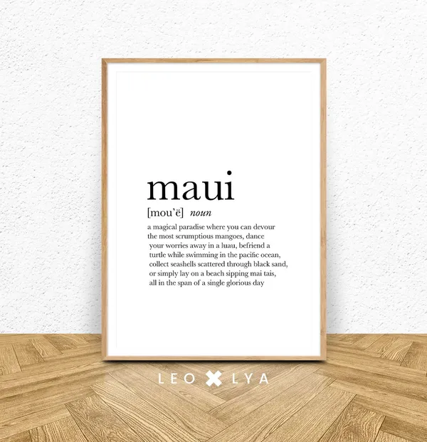 Maui Funny Definition Minimalist Poster, Home Decor