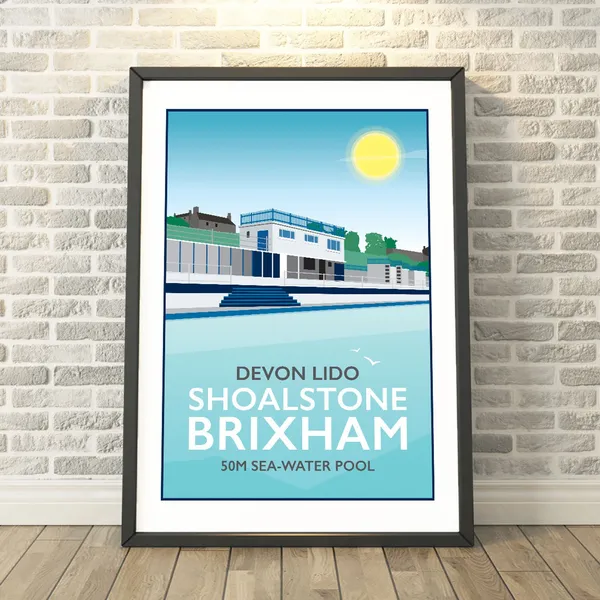 Shoalstone Lido Brixham Devon Travel Poster