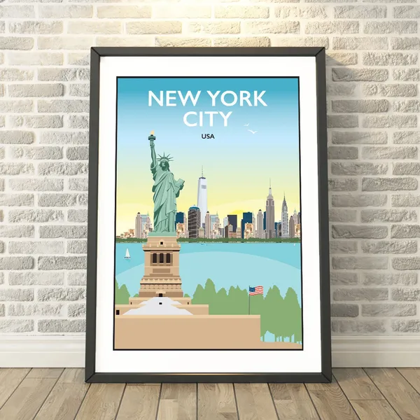 Statue of Liberty New York City USA Dawn Travel Poster