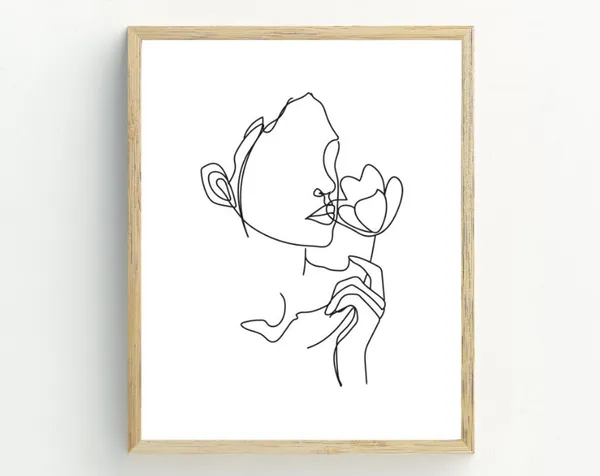 Abstract Woman Line Art, Black and White Print
