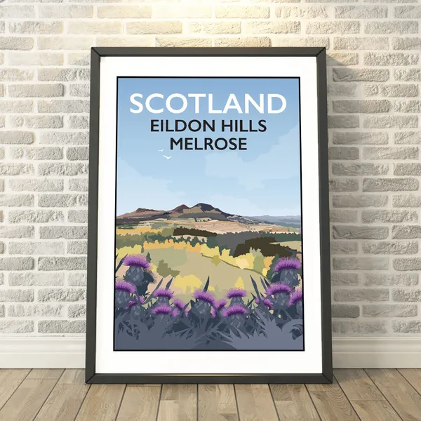 Eildon Hills, Melrose Scotland Travel Poster