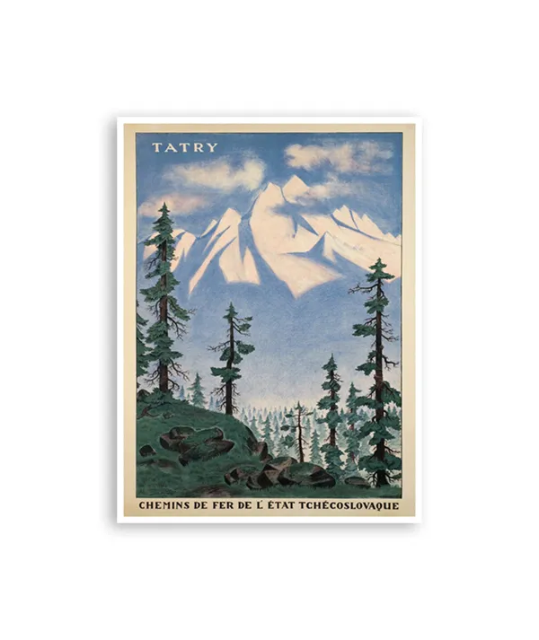 Tatry Mountains Slovakia Travel Poster, Retro Print
