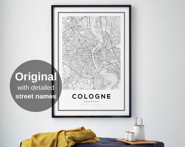 Cologne Germany Map Print, Minimalist Travel Poster