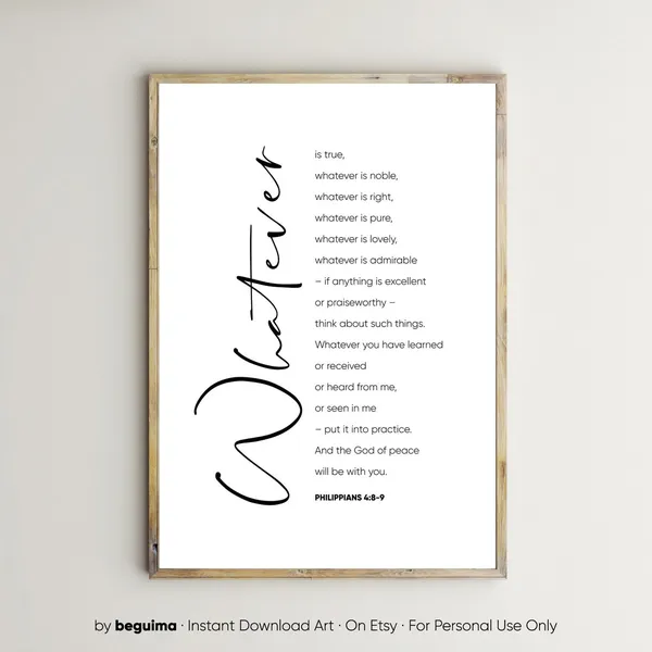 Philippians 48 9 Bible Verse Quote, Christian Art Print