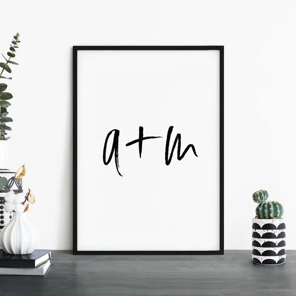 Custom Couples Initials Art Print, Personalized Decor