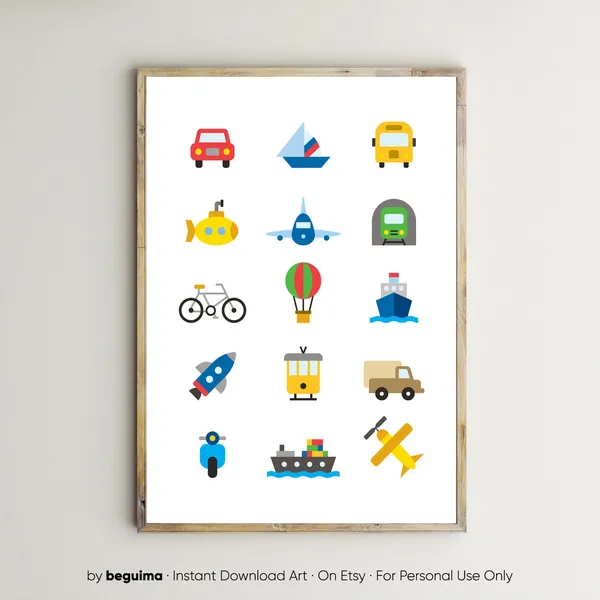 Transport Prints Nursery and Playroom Wall Art