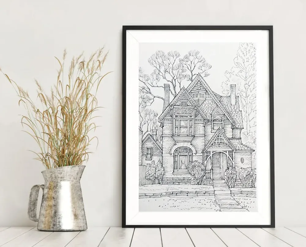 Custom House Sketch From Photo, Home Portrait Art Print - Image 2