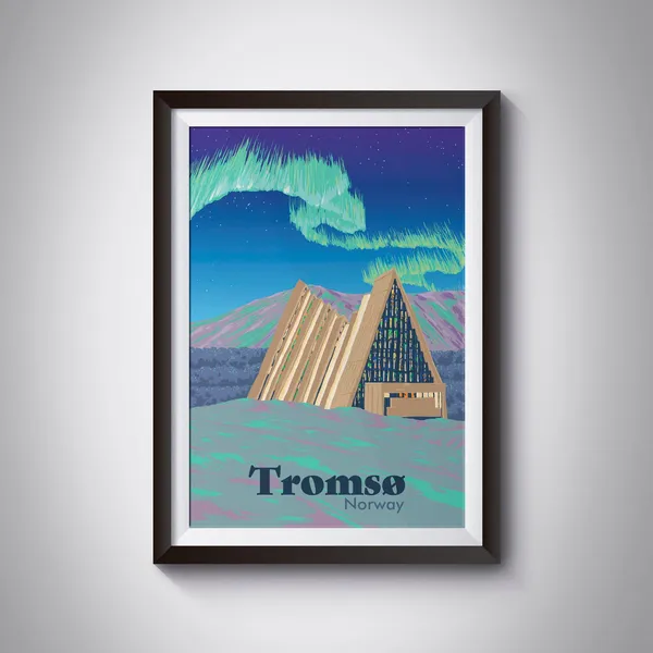 Tromso Norway Retro Travel Poster, Vintage Print