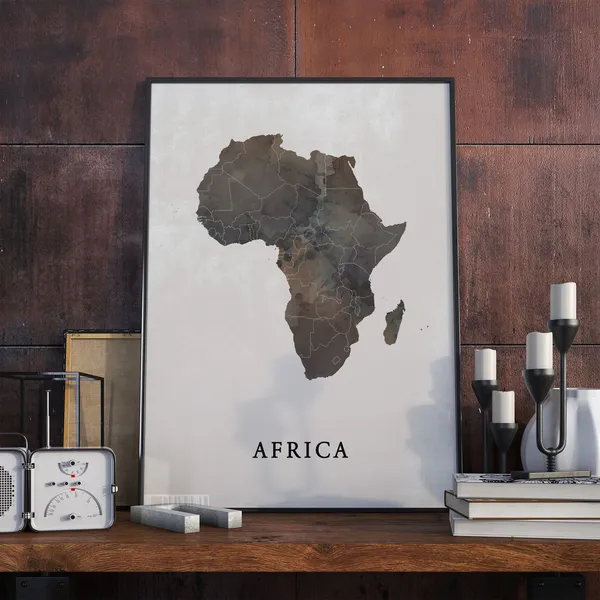 Africa Vintage Style Map Print, Travel Poster