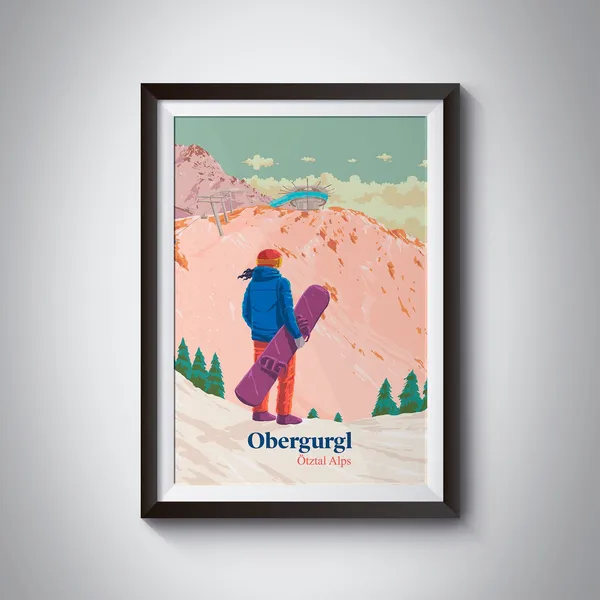 Obergurgl Snowboarding Vintage Skiing Travel Poster