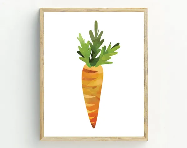 Carrot Print, Minimalist Kitchen Wall Art