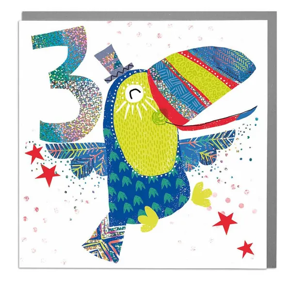 Toucan Happy Birthday Card, Age 3