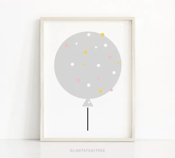 Balloon Nursery Art, Girl Nursery Wall Art Print