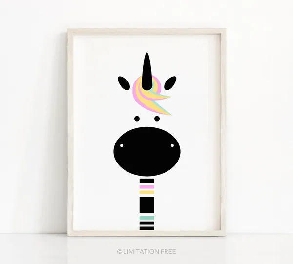 Unicorn Nursery Art Print, Girls Room Kids Decor
