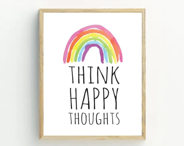 Think Happy Thoughts Rainbow Inspirational Wall Art