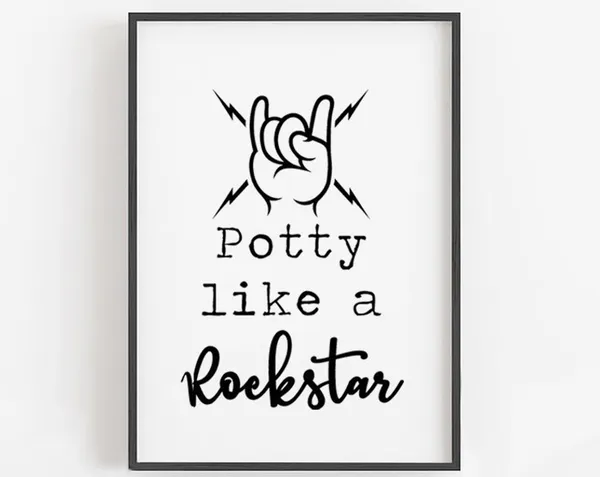 Potty Like A Rockstar Funny Bathroom Wall Art