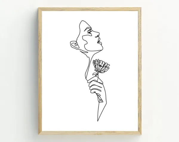 Abstract Woman Line Art, Minimalist Wall Art Print