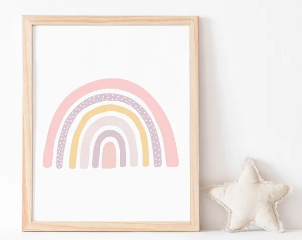 Girls Rainbow Art Print, Pink Room Decor