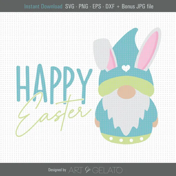 Happy Easter Gnome Bunny Ears Holiday Poster Print