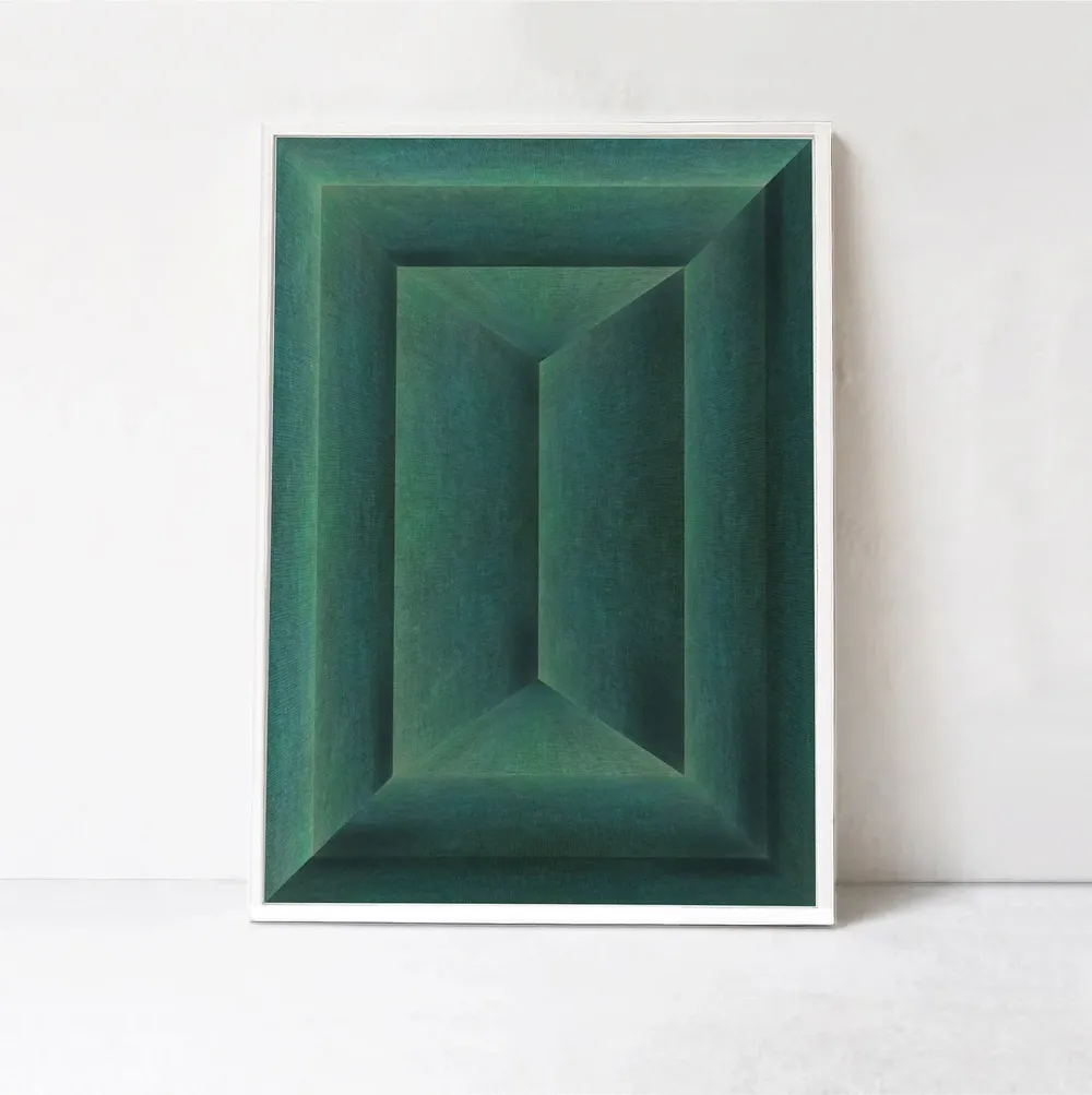 Emerald Green Abstract Geometric Wall Art Print - Image 2