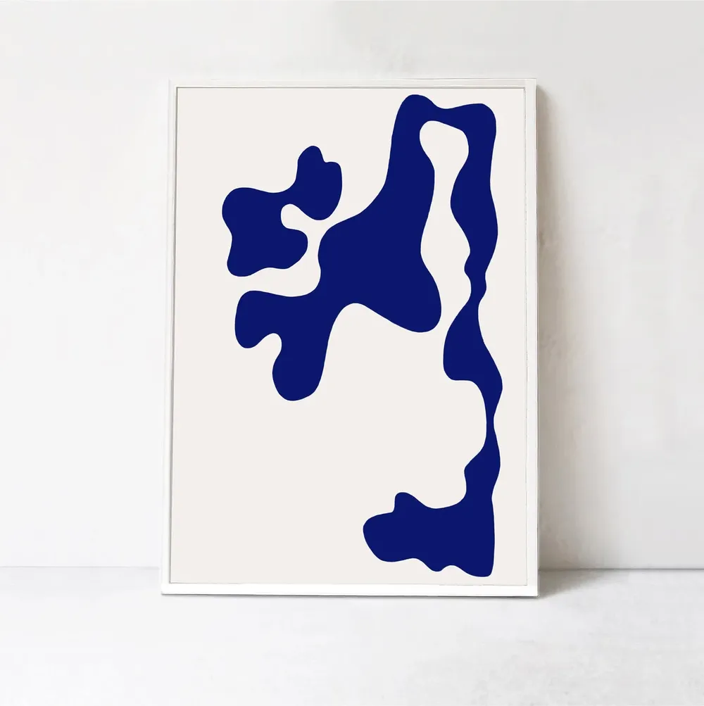 Blue Abstract Art, Contemporary Poster